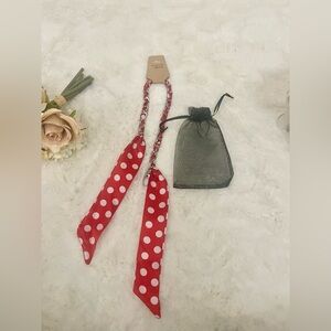 🛍️ 2/$30 Red Polka Dot Silver Charm Chain-Bag Strap